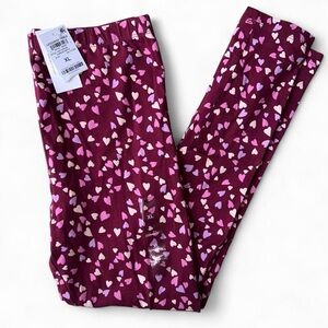 Girls Heart Print Leggings in Berry Pink